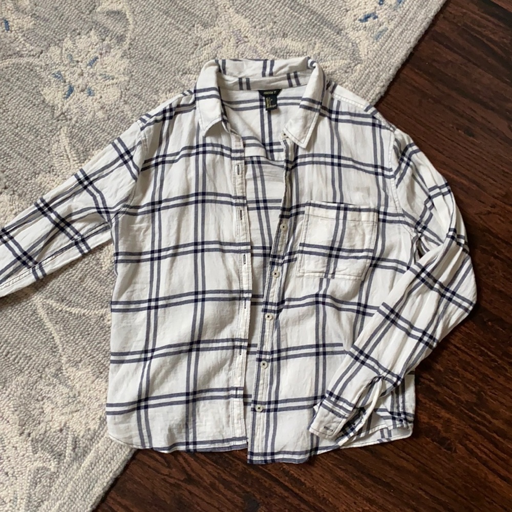 White and Blue Plaid Shirt
